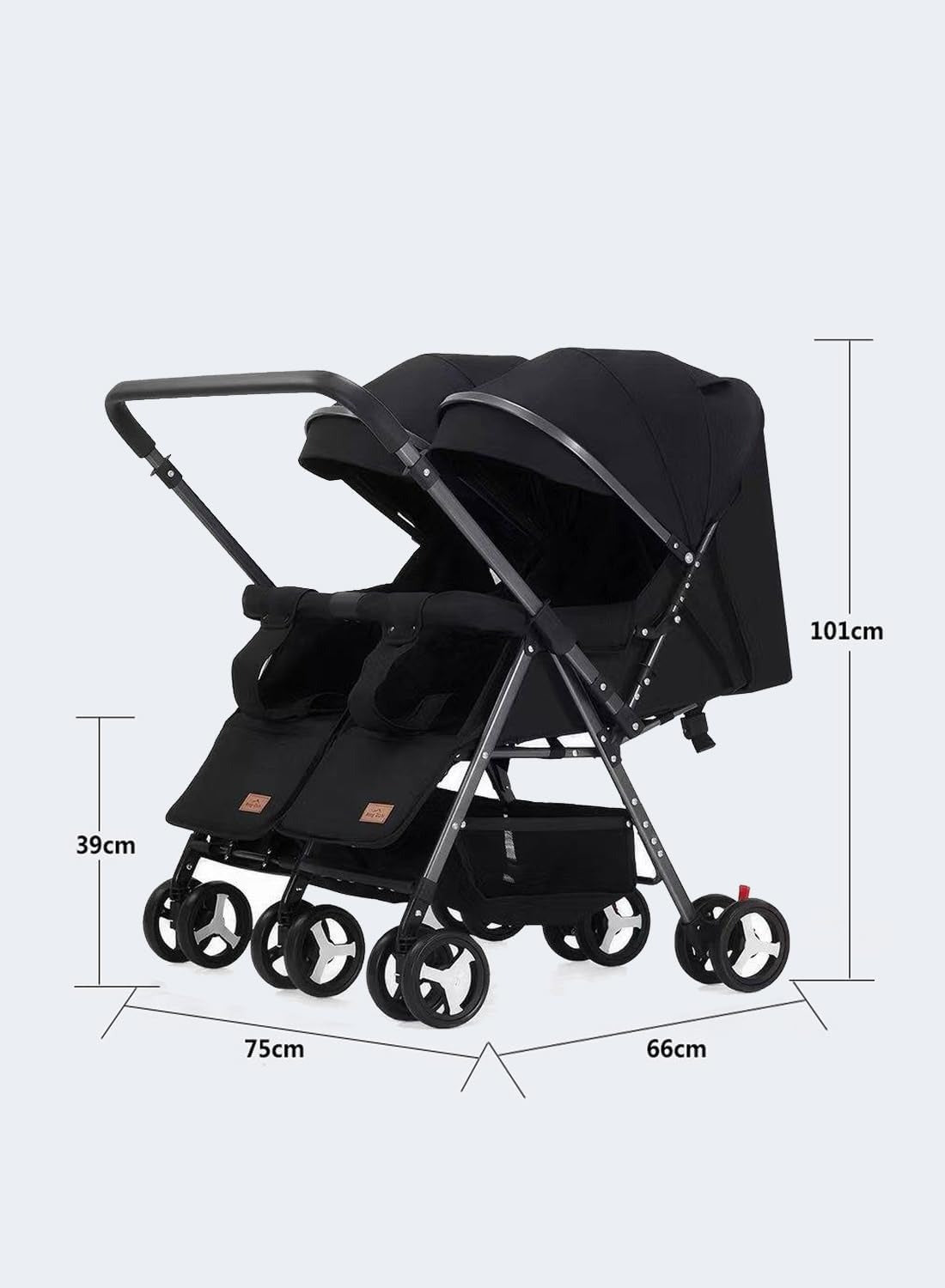 Twin Side-by-Side Double Light Stroller – Easy Fold Travel Stroller with Storage Basket