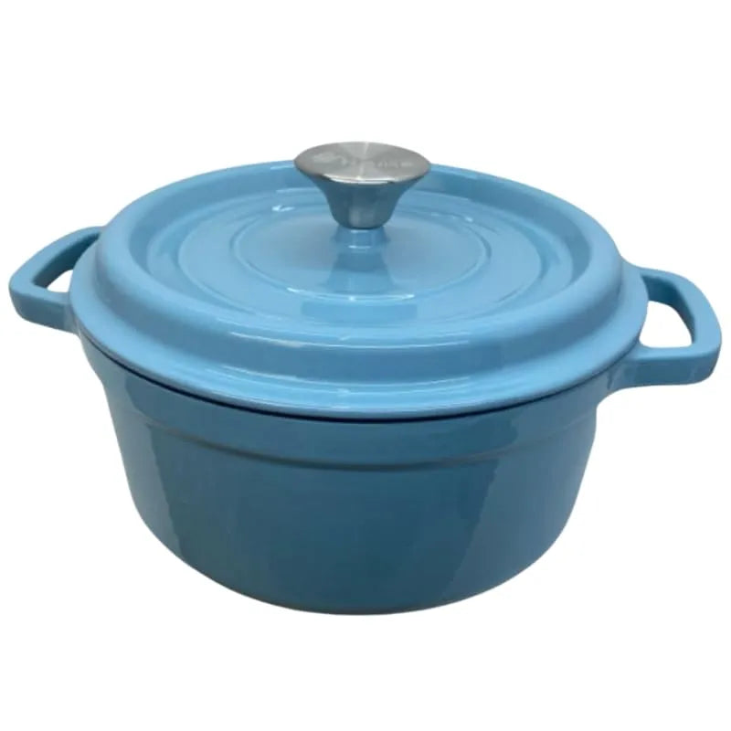 Premium 22cm Enameled Cast Iron Pot with Hollow Pot Button – 3.8L Dutch Oven | Non-Stick Porcelain Coating for Casseroles, Soups & Baking