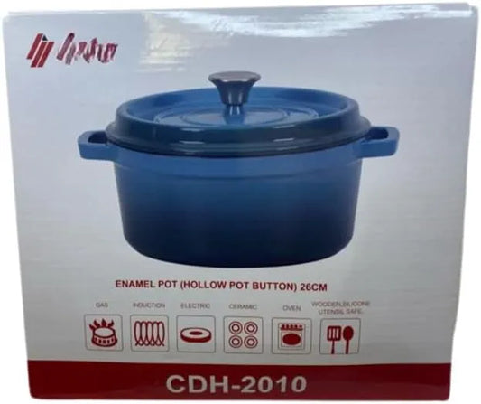 Premium 26cm Enameled Cast Iron Dutch Oven with Lid – 5.2L Round Casserole Pot | Non-Stick Porcelain Coating for Slow Cooking, Stews & Baking