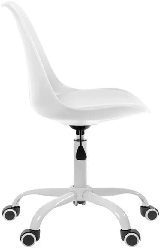 Clear Comfort Modern Office Chair, Transparent Acrylic Backrest, White Cushioned Seat, Height Adjustable with 5-Wheel Base, for Home Office and Studio