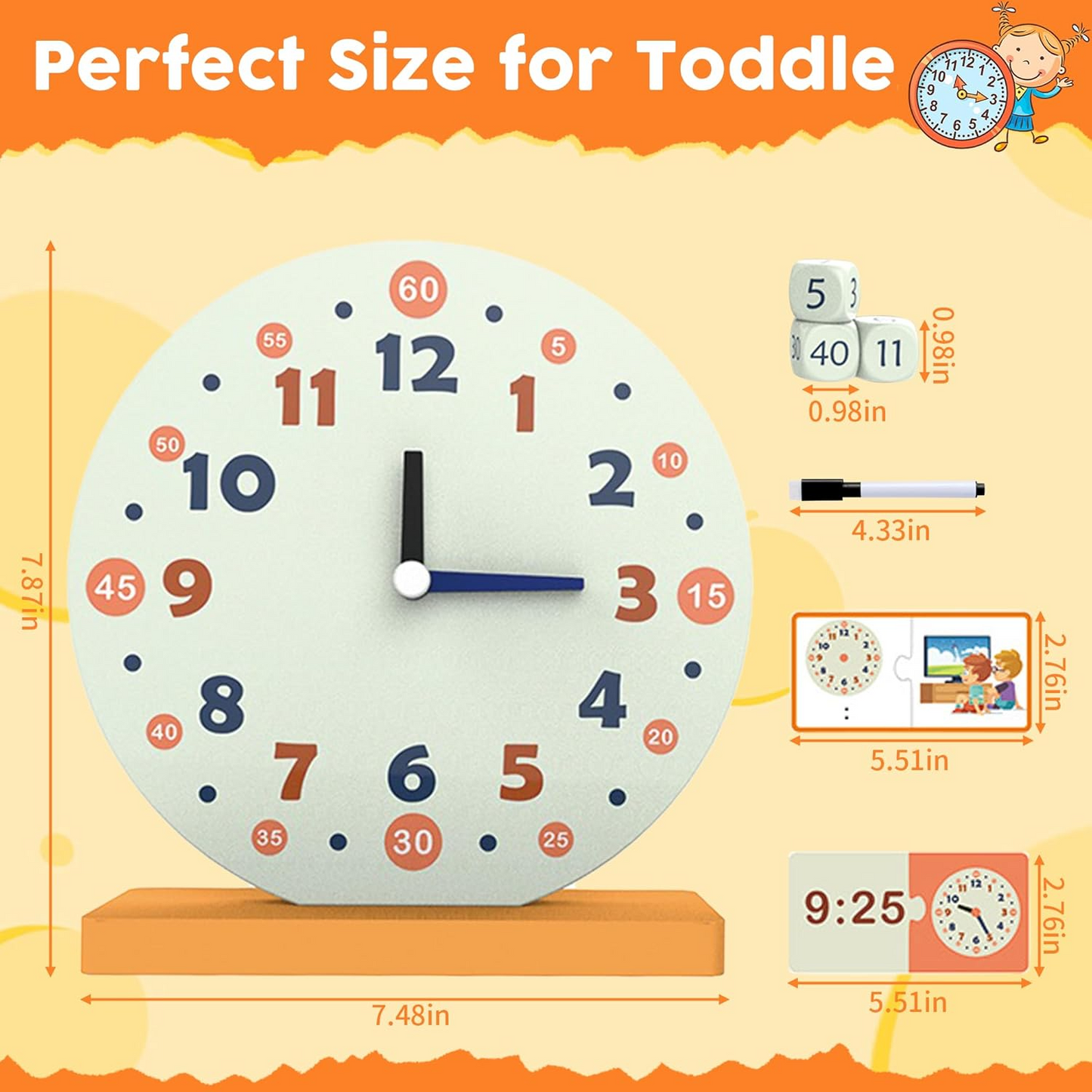 Wooden Telling Time Teaching Clock Set – 29-Piece Interactive Montessori Learning Toy