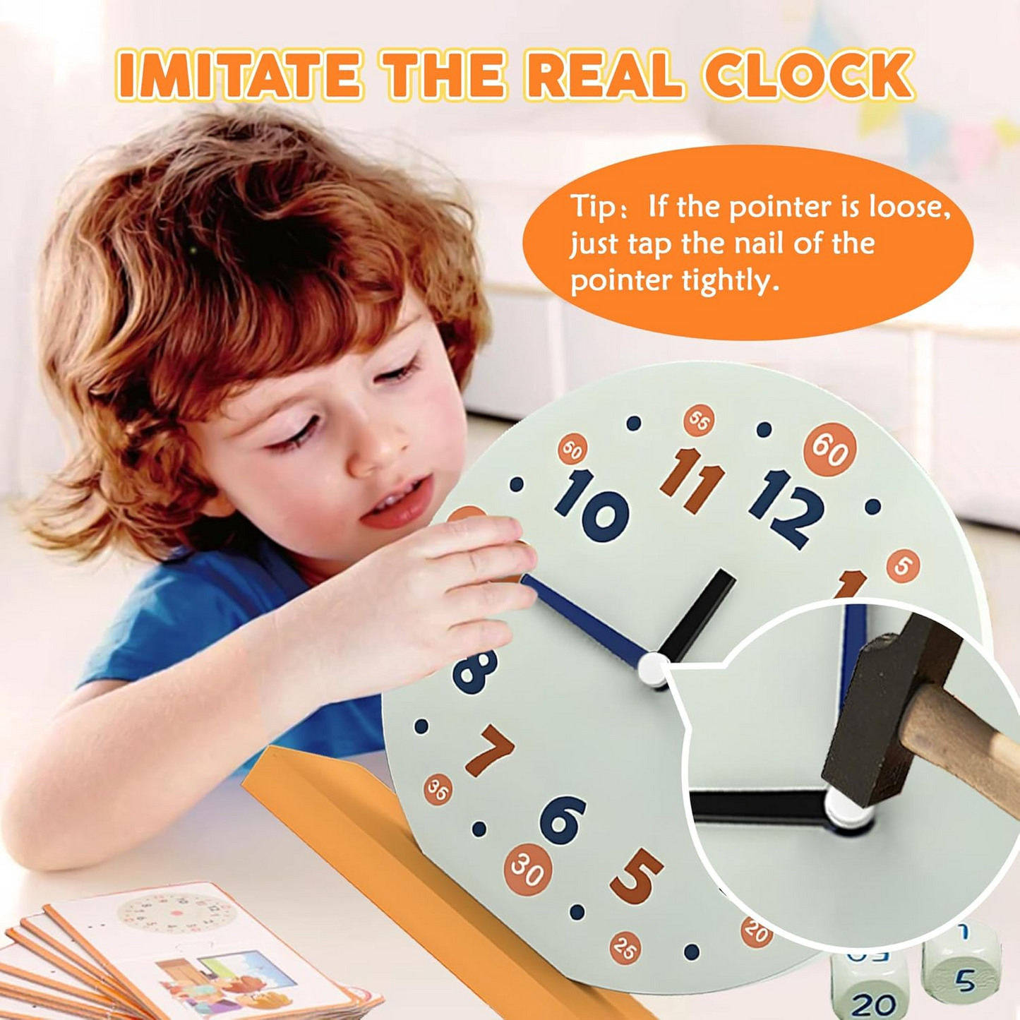 Wooden Telling Time Teaching Clock Set – 29-Piece Interactive Montessori Learning Toy