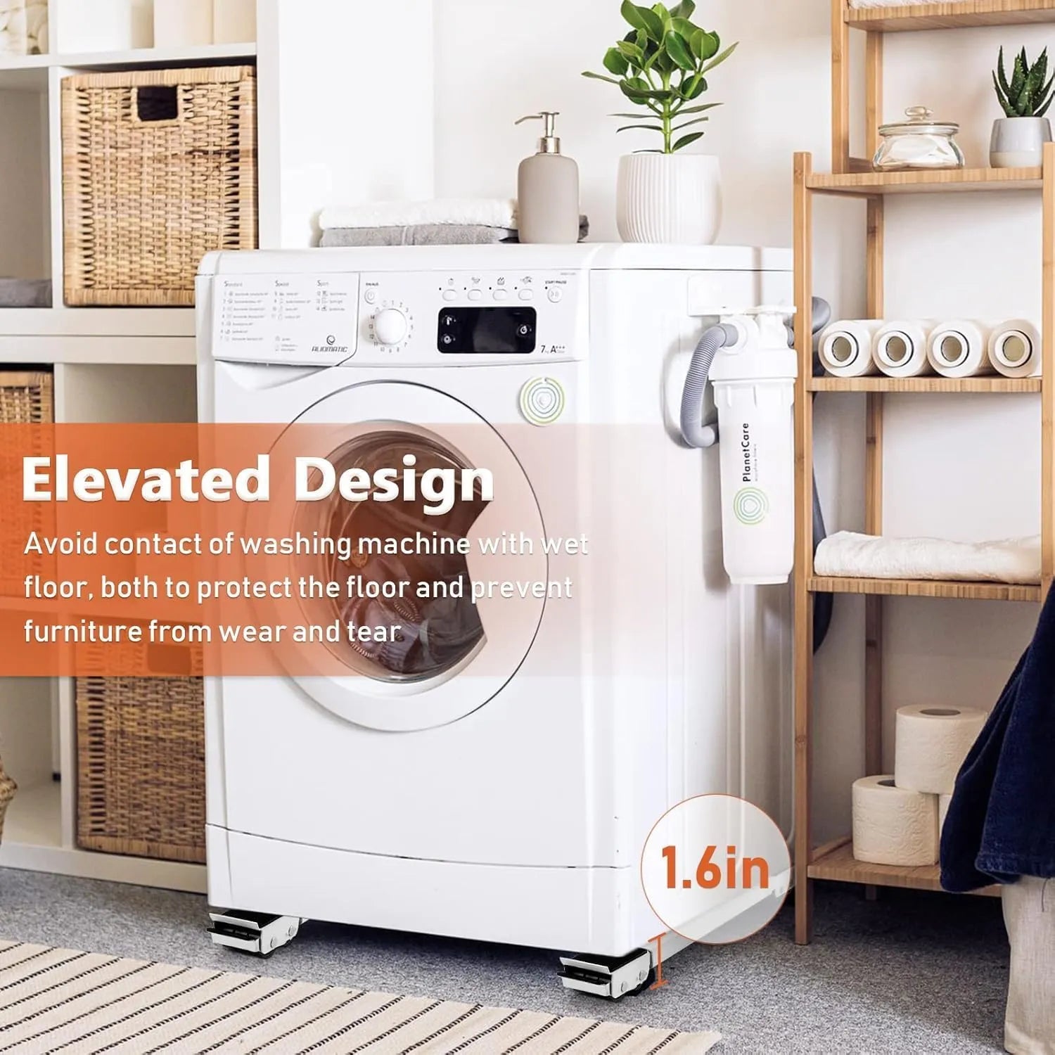 AO-50172 Heavy Duty Appliance Rollers - Adjustable & Expandable Washing Machine Base - Steel Furniture Mover with Locking Brakes - Universal Mobile Roller Trolley for Fridge, Washer, & Dryer