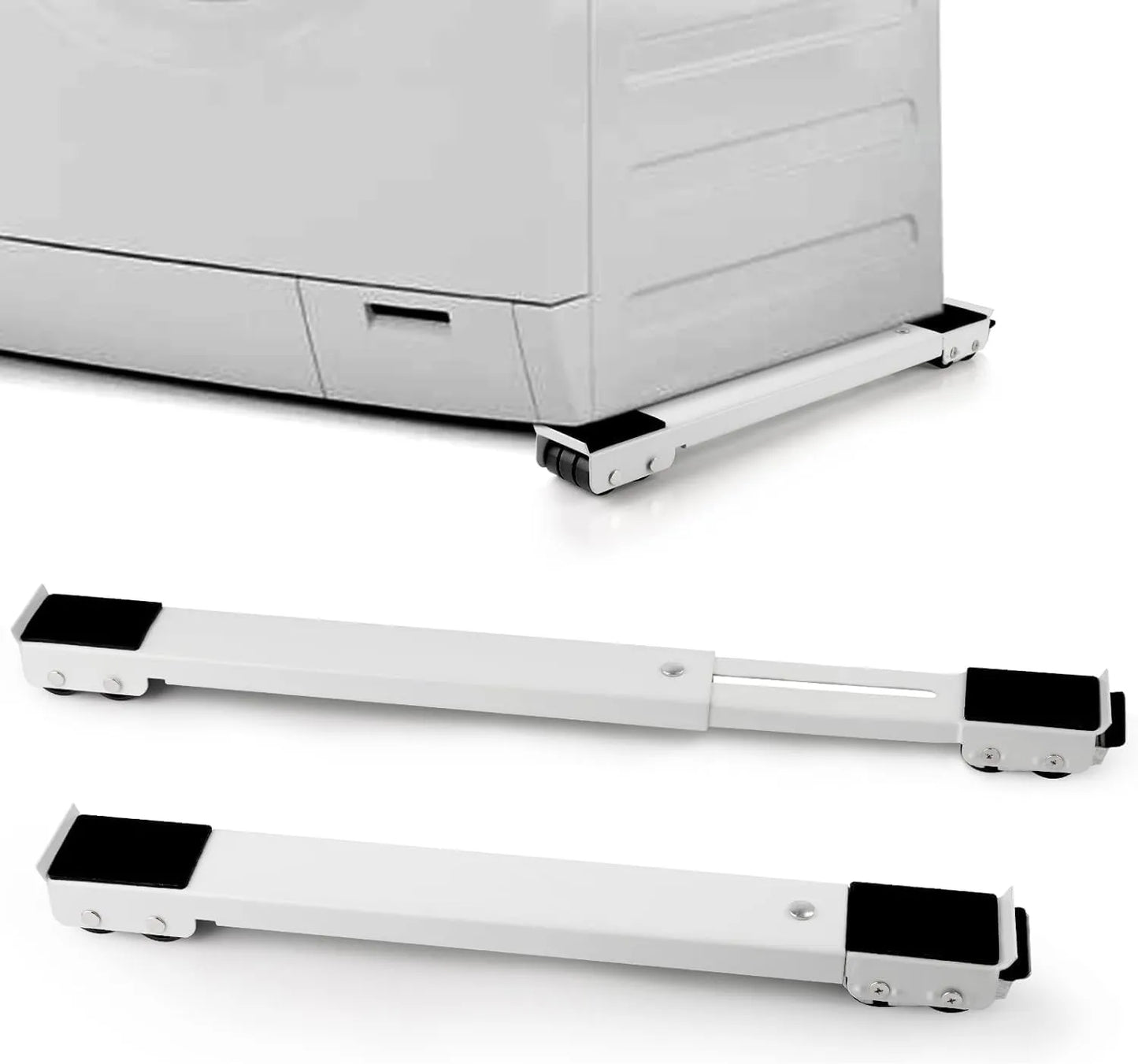 AO-50172 Heavy Duty Appliance Rollers - Adjustable & Expandable Washing Machine Base - Steel Furniture Mover with Locking Brakes - Universal Mobile Roller Trolley for Fridge, Washer, & Dryer