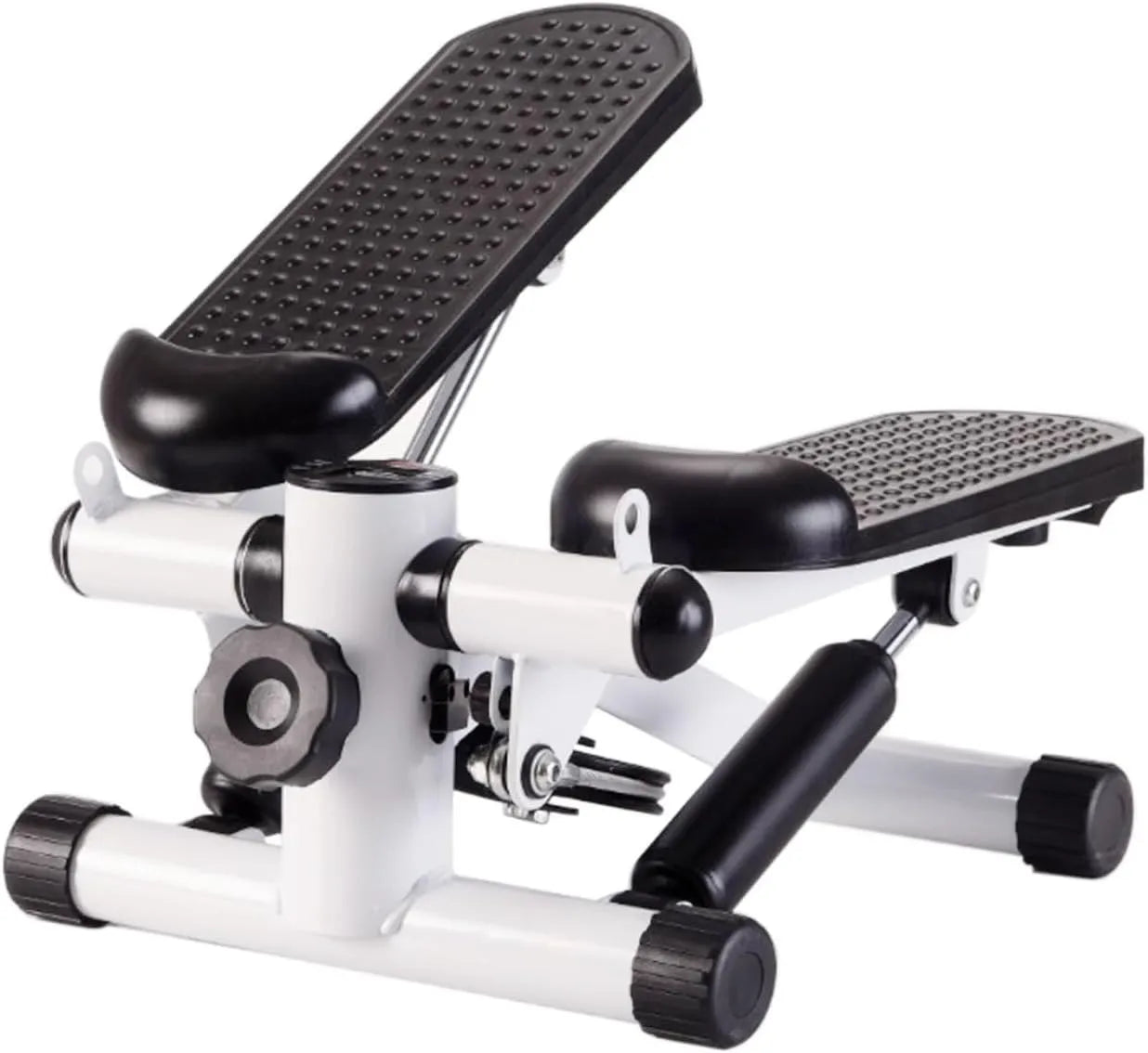 Transfigure Fitness Stepper with Exercise Bands | Stepper Step Machine with Resistance Bands Durable & Safe Treadmill with Comfortable Foot Pedals Family Fitness Equipment – White and Black