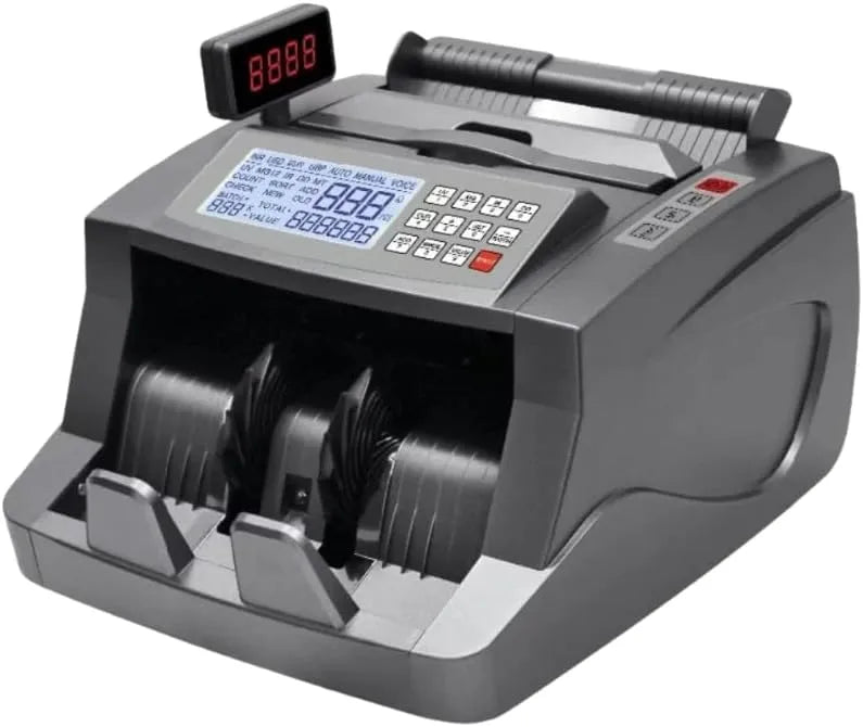Professional Bill Counter with UV/MG/IR Counterfeit Detection - High-Speed Money Counting Machine, 1000 Notes/Min - External Display & Batching Modes - Reliable and Accurate Cash Counter