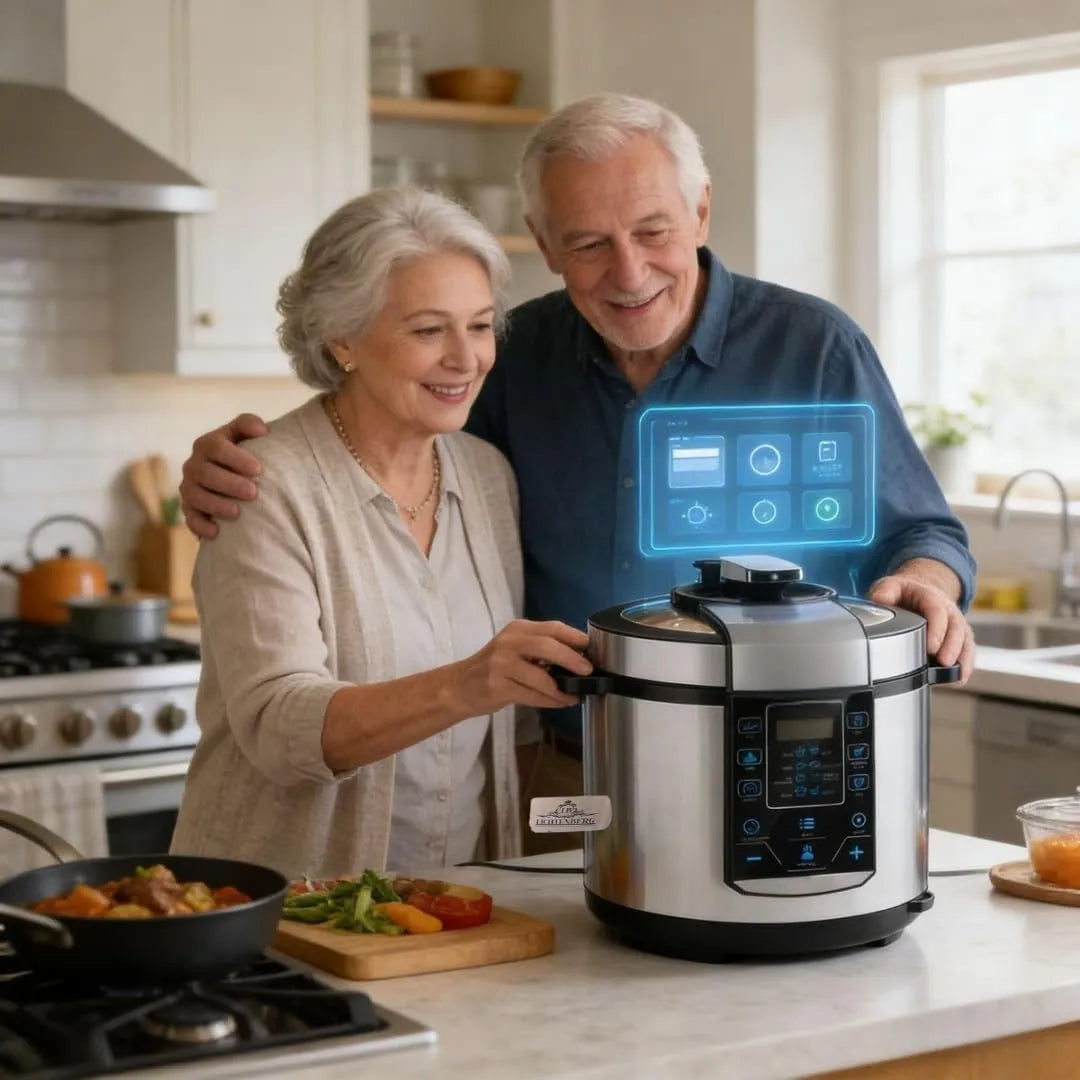 Modern Luxury Electric Pressure Cooker - Multifunctional Stainless Steel Multi-Cooker with Touch Control Digital Display - High-End 24-Hour Programmable Timer and Safety Protection System
