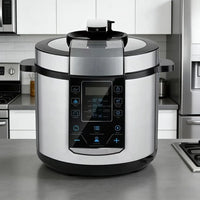 Modern Luxury Electric Pressure Cooker - Multifunctional Stainless Steel Multi-Cooker with Touch Control Digital Display - High-End 24-Hour Programmable Timer and Safety Protection System