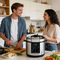 Modern Luxury Electric Pressure Cooker - Multifunctional Stainless Steel Multi-Cooker with Touch Control Digital Display - High-End 24-Hour Programmable Timer and Safety Protection System