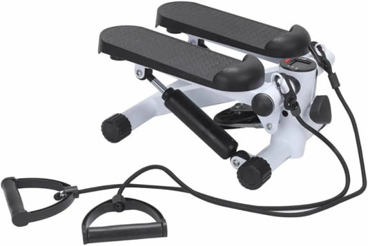 Transfigure Fitness Stepper with Exercise Bands | Stepper Step Machine with Resistance Bands Durable & Safe Treadmill with Comfortable Foot Pedals Family Fitness Equipment – White and Black