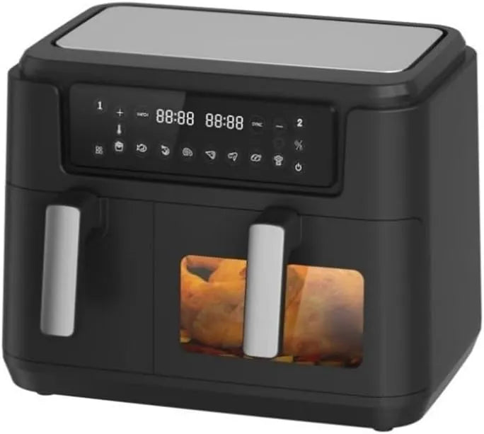 KF 9.5L Dual Basket Air Fryer, 2400W Double Zone Airfryer with Visual Windows, 10-in-1 Touchscreen Presets, 3.5L + 6L Independent Baskets, Temperature Control 80°C-200°C, Non-Stick, ZHAF-900AP