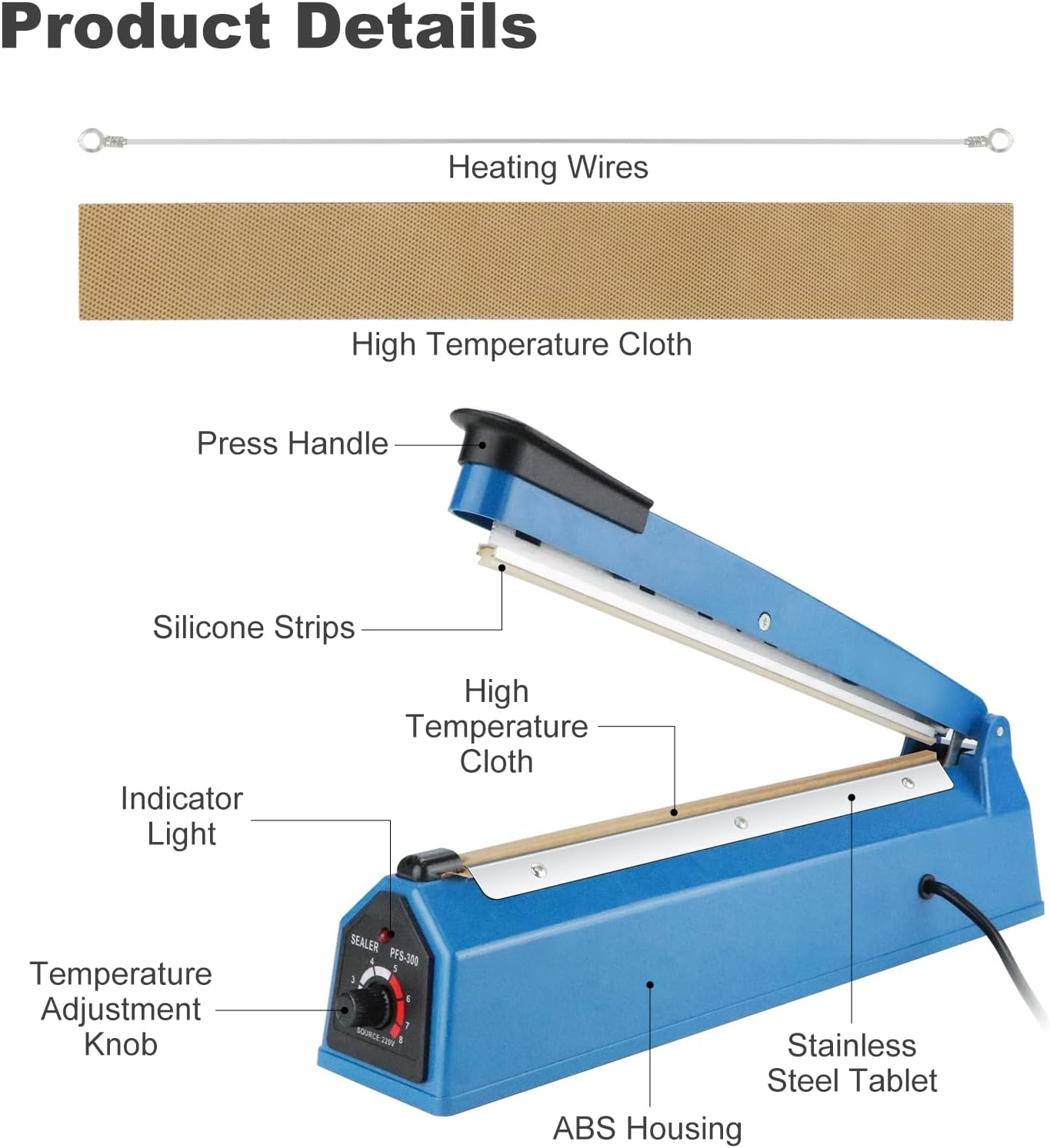 300mm Electric Impulse heat Sealer – Professional Heat Sealer for Plastic, PP & PE Bags
