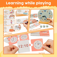 Wooden Telling Time Teaching Clock Set – 29-Piece Interactive Montessori Learning Toy