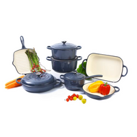 Chefs Choice 11-Piece Enamel Cast Iron Casserole Cookware Set - Grey