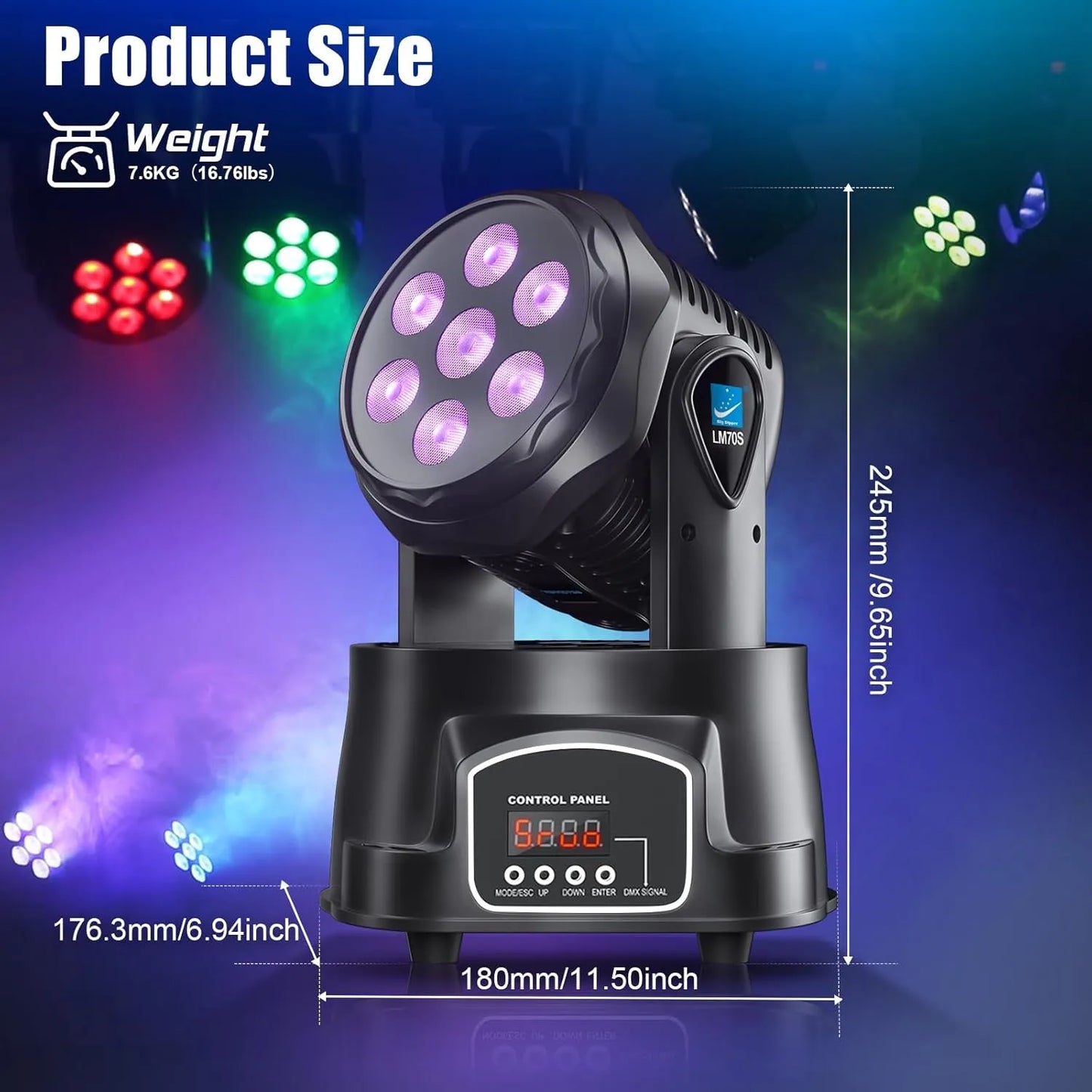 RGBW Moving Head DJ Stage Light – 4-in-1 Wash Effect