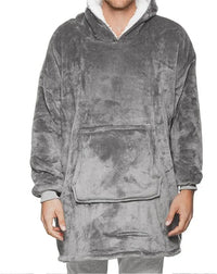 Oversized Sherpa Hoodie Blanket – Ultra-Plush Wearable Sweatshirt – Grey