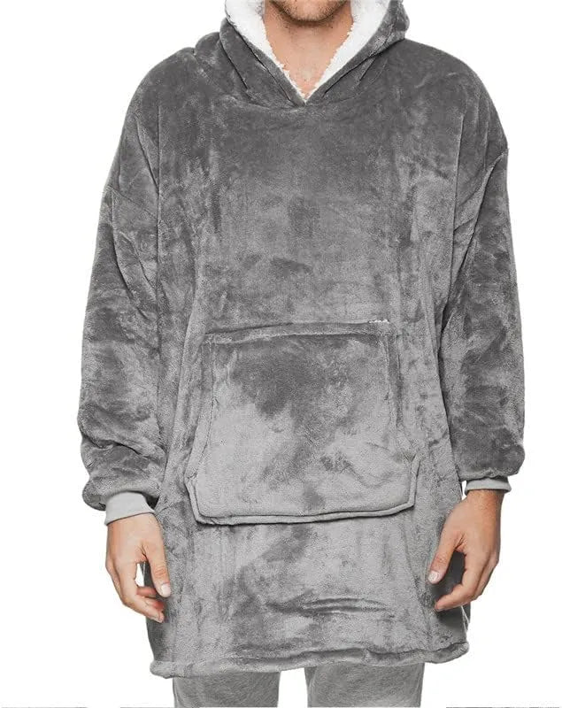 Oversized Sherpa Hoodie Blanket – Ultra-Plush Wearable Sweatshirt – Grey