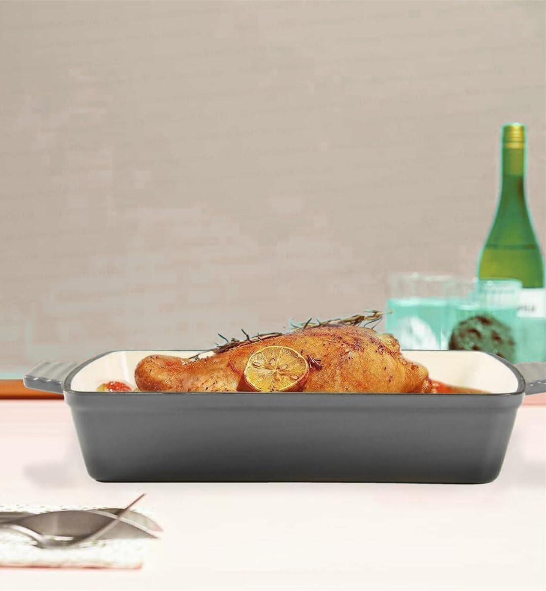 Chefs Choice 11-Piece Enamel Cast Iron Casserole Cookware Set - Grey