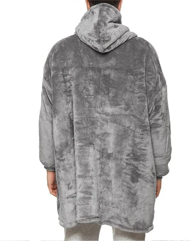Oversized Sherpa Hoodie Blanket – Ultra-Plush Wearable Sweatshirt – Grey