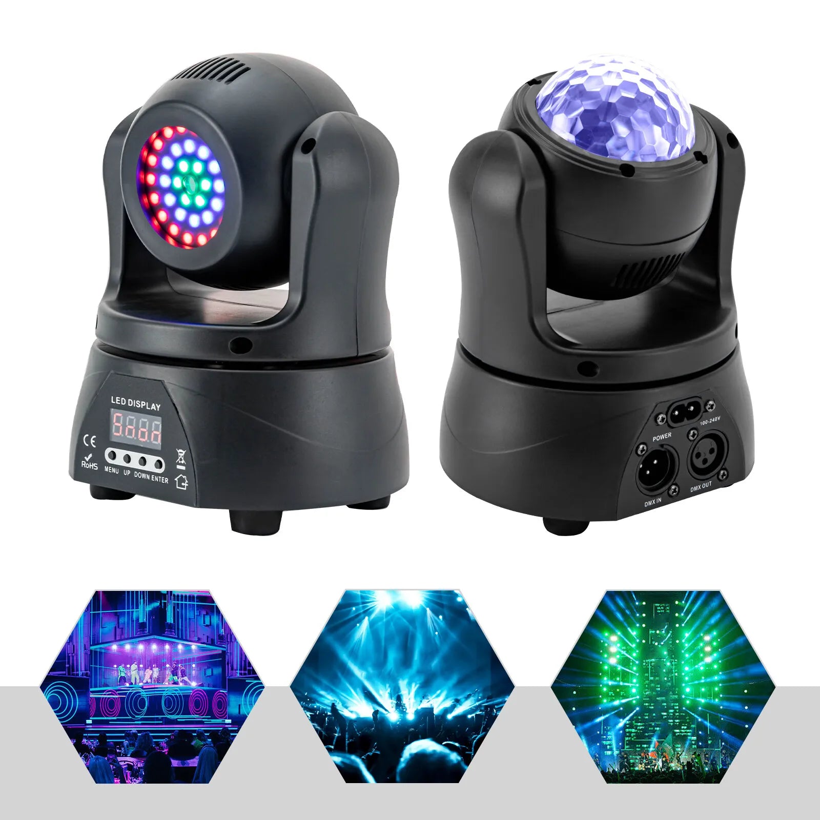 30W RGBW 3-in-1 Moving Head Light – DMX512 Beam, Wash & Strobe Stage Lighting for DJ, Party & Disco