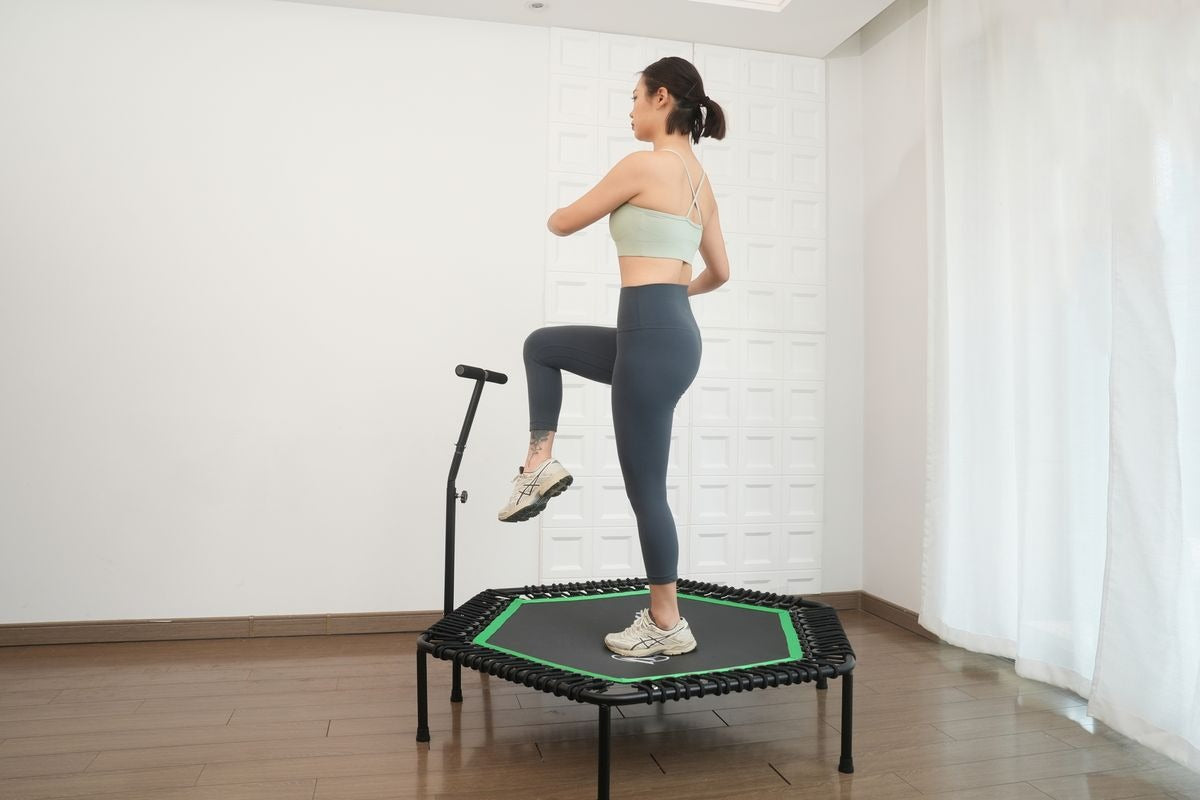 Handrail Hexagonal Fitness Trampoline – Stainless Steel, with Safety Handle