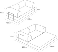 Convertible Corduroy Compression Sofa Bed | King Size Pull-Out Design (200x100x70cm)