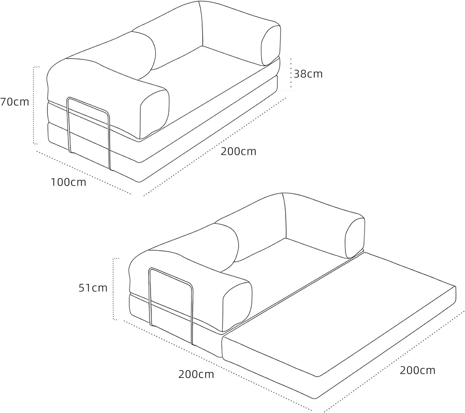Convertible Corduroy Compression Sofa Bed | King Size Pull-Out Design (200x100x70cm)