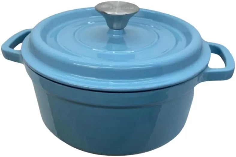 Premium 22cm Enameled Cast Iron Pot with Hollow Pot Button – 3.8L Dutch Oven | Non-Stick Porcelain Coating for Casseroles, Soups & Baking