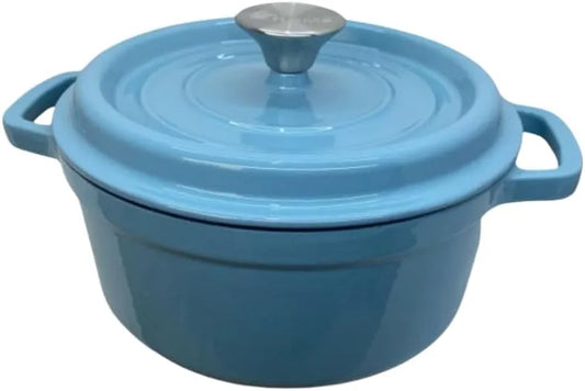 Premium 22cm Enameled Cast Iron Pot with Hollow Pot Button – 3.8L Dutch Oven | Non-Stick Porcelain Coating for Casseroles, Soups & Baking