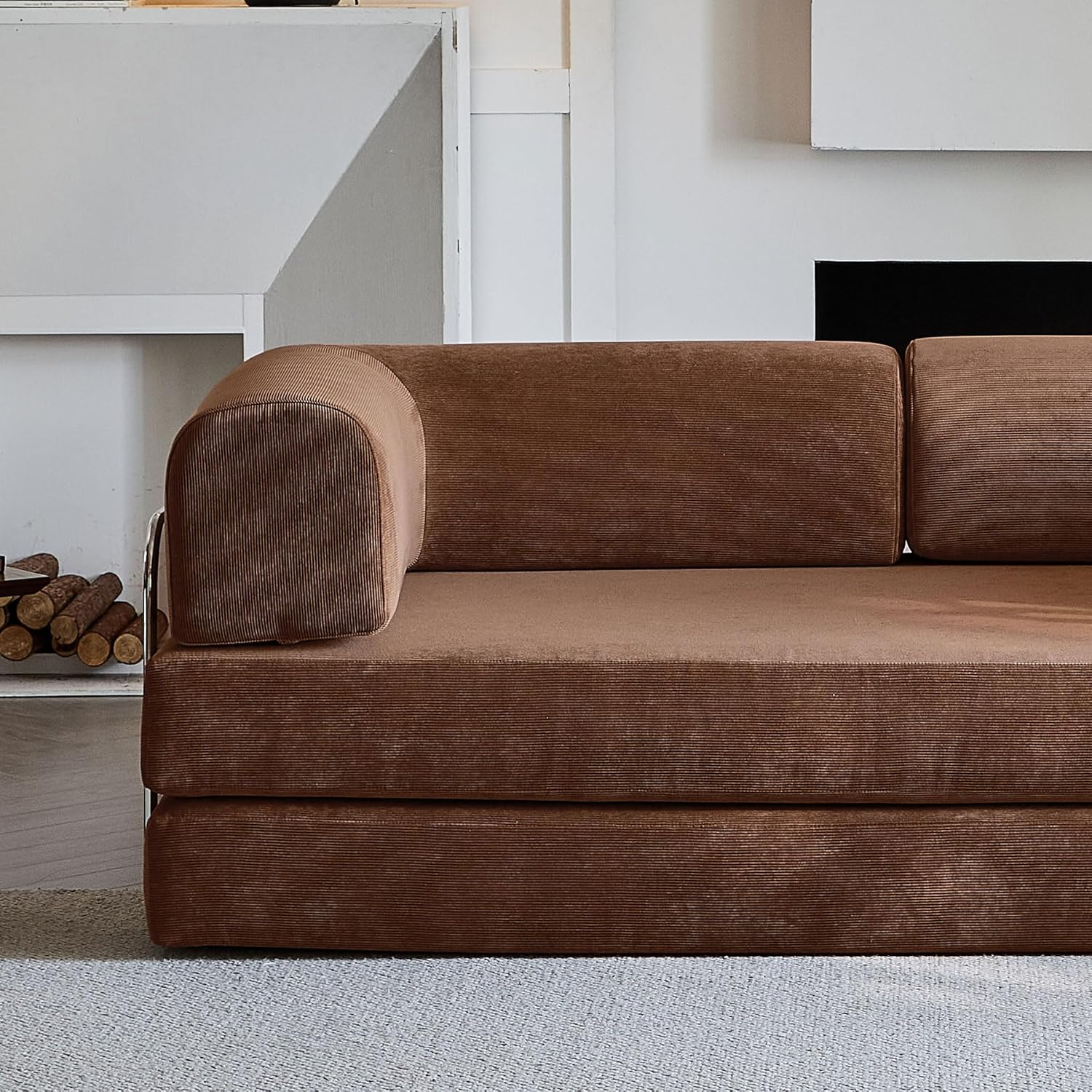 Convertible Corduroy Compression Sofa Bed | King Size Pull-Out Design (200x100x70cm)