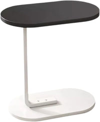 Modern Oval Side Table – 45 × 30 × 60 cm | White Base & Black Top