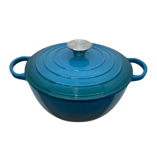 Premium 22cm Enameled Cast Iron Mommy Pot with Hollow Pot Button – 3.8L Dutch Oven | Non-Stick Porcelain Coating for Small Family Stews & Braising