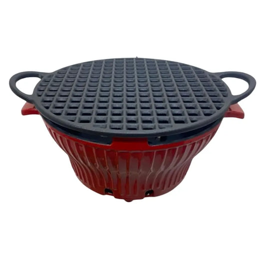 26cm Cast Iron Enamel Carbon Furnace – Portable Charcoal Grill & Tabletop Braai | Heavy-Duty Outdoor Cooking Furnace for Camping, Picnics & Load Shedding