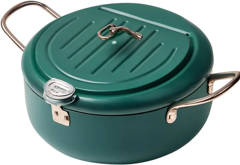Deep Fryer Pot – 16cm, 20cm, 24cm | Built-In Thermometer, Grill Lid, Metal Handles | CrispControl ThermoFry Series