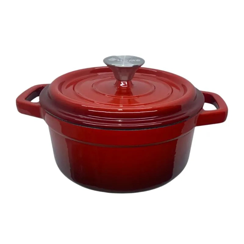 Premium 20cm Enameled Cast Iron Pot with Hollow Pot Button – 2.4L Dutch Oven | Non-Stick Porcelain Coating for Small Meals, Sauces & Sides