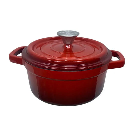 Premium 20cm Enameled Cast Iron Pot with Hollow Pot Button – 2.4L Dutch Oven | Non-Stick Porcelain Coating for Small Meals, Sauces & Sides
