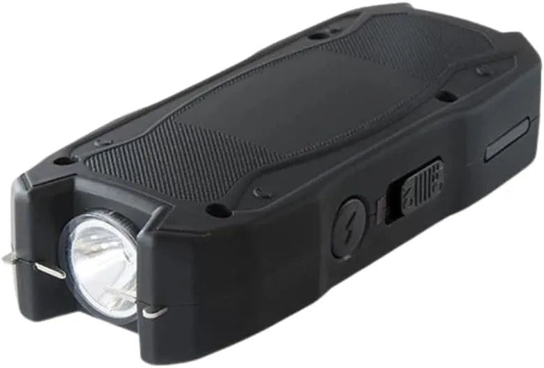 TW-1901 Defense Device Stun Gun with LED Flashlight, Black, Rechargeable, High-Voltage, 15x5x3 cm, Includes Carry Case and USB Cable