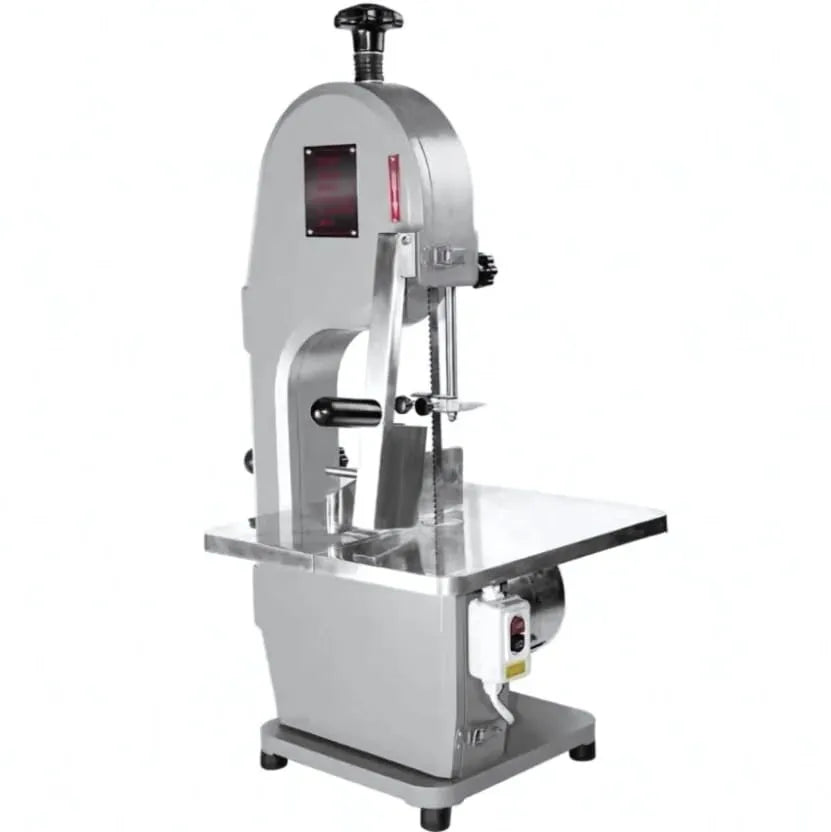 Professional Electric Meat Bone Saw, Silver, 850W Power, 15m/s Blade Speed, 6 Blades, Precise Thickness Gauge, Alloy Construction