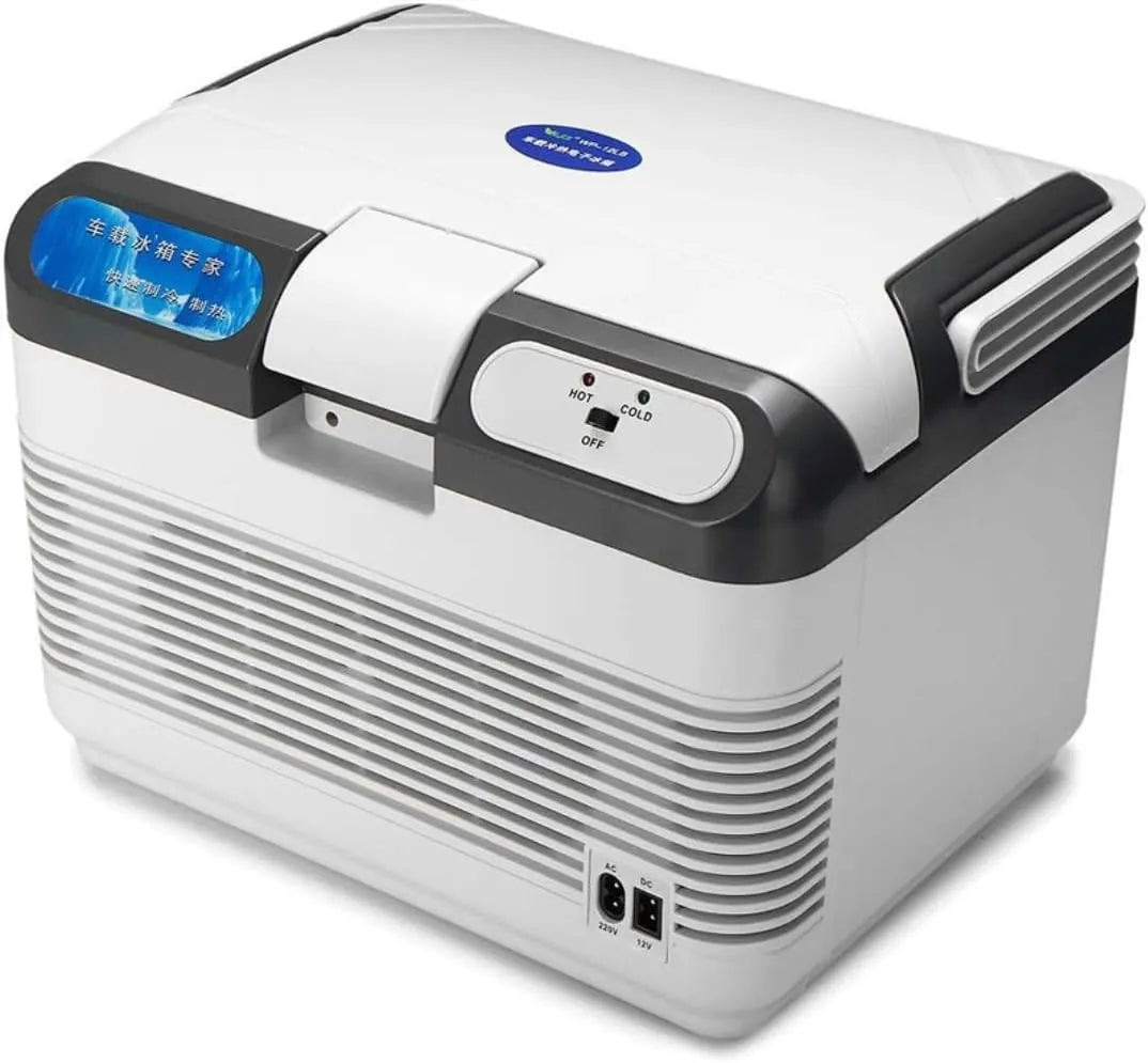 DualMode 12L Portable Electric Cooler and Warmer, White/Black, Dual Power 12V/220V, Hot/Cold Function, Large Capacity Travel Box with Handle