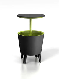 Cool Bar 30L Outdoor Beverage Cooler and Patio Side Table, Weather Resistant Party Cooler with Pop-Up Top, Holds up to 42 Cans, Graphite with Lime Accents