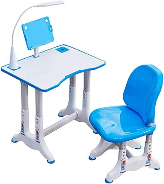 Children's desk and chair set with a lamp on a white background