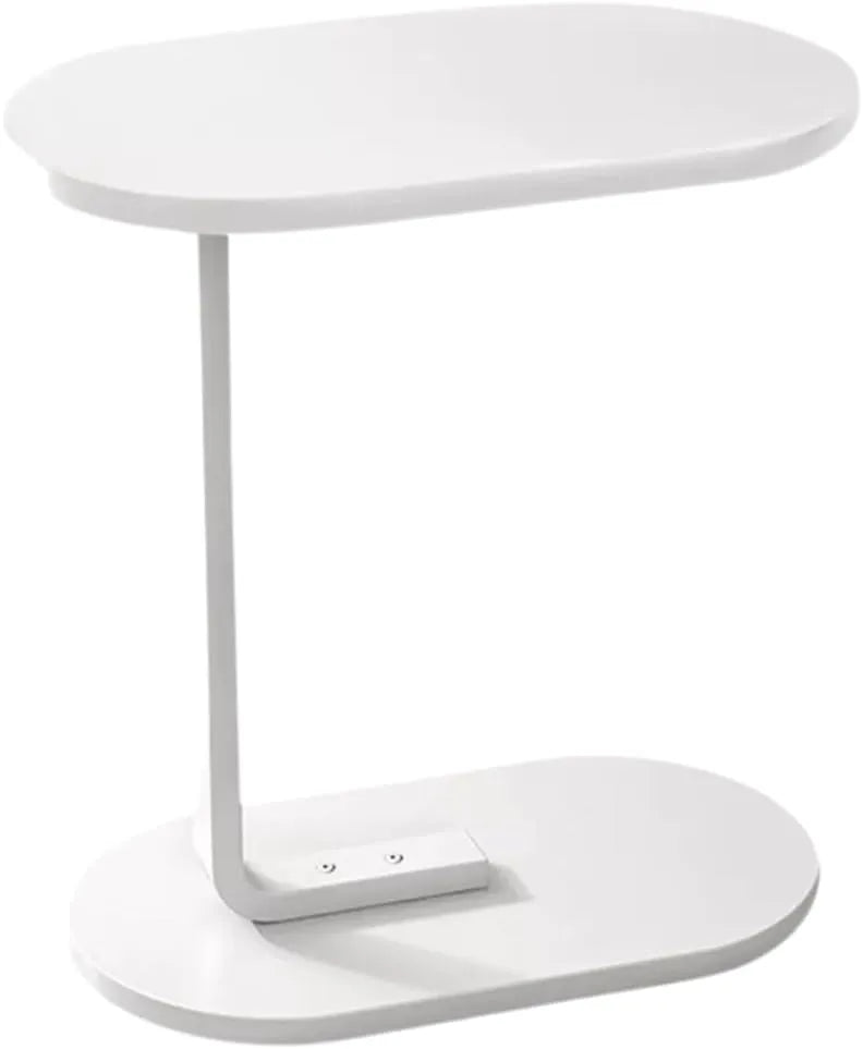 Modern Oval Side Table – 45×30×60 cm | Natural Wood, Black & White Finishes (White & White)