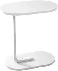 Modern Oval Side Table – 45×30×60 cm | Natural Wood, Black & White Finishes (White & White)