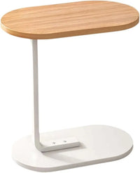 Modern Oval Side Table – 45×30×60 cm | Natural Wood, Black & White Finishes (Borwn & White)