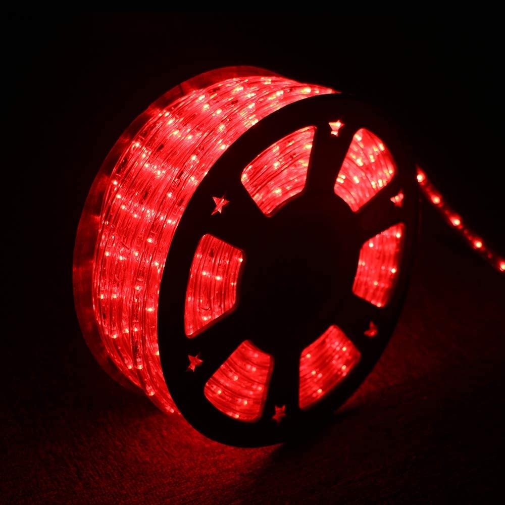 LED Strip Light 100M – 220V Red Flexible Waterproof Rope Light with Adaptor