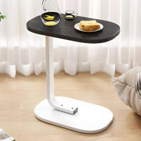 Modern Oval Side Table – 45 × 30 × 60 cm | White Base & Black Top