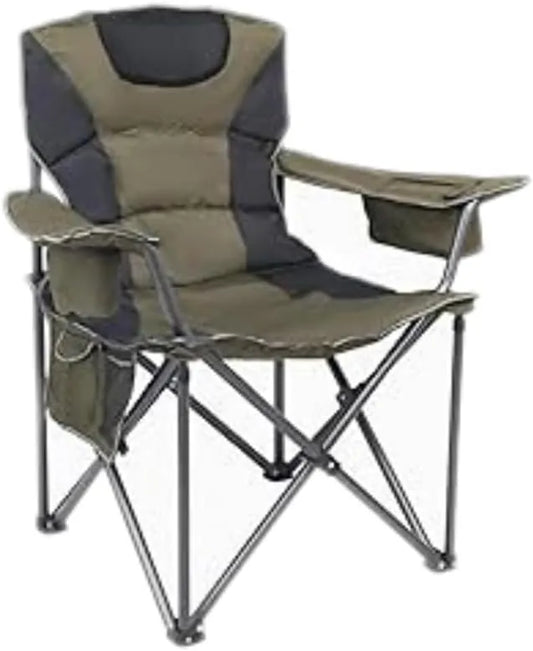 RW050 Portable Camping Chair, Olive Green, Padded Oxford Cloth with Steel Frame, Cup Holder, Foldable Design with Carry Bag 120kg Capacity