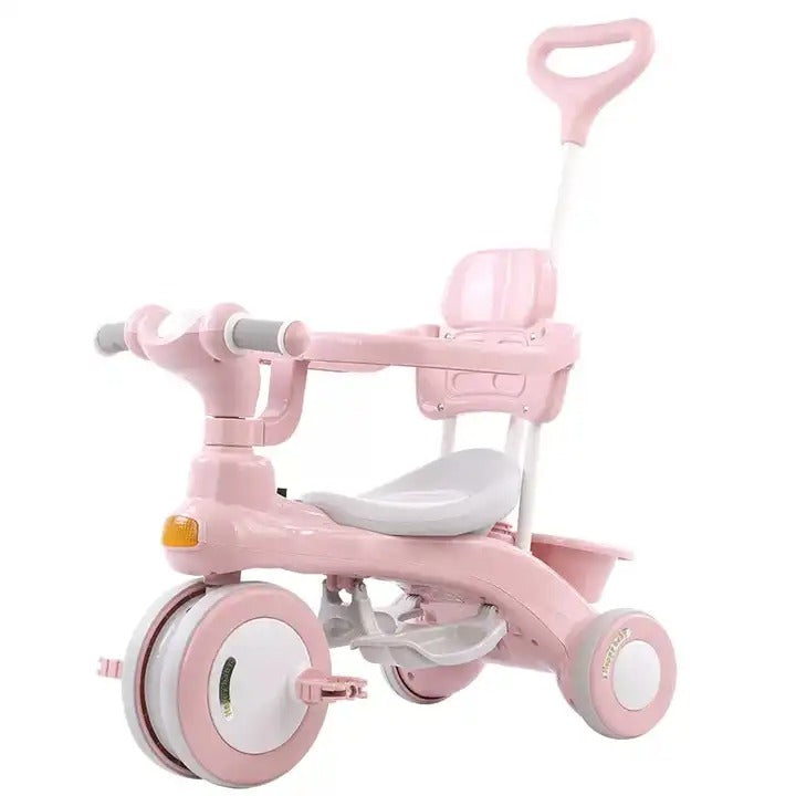 Kids Stroller Tricycle with Arm Support, Music and Lights – Safe 3-Wheel Baby Ride