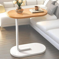 Modern Oval Side Table – 45×30×60 cm | Natural Wood, Black & White Finishes (Borwn & White)