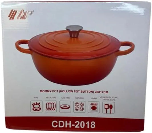 26cm Enameled Cast Iron Casserole Dish with Lid – 5.2L Large Dutch Oven Pot | Non-Stick Enamel Coating for Slow Cooking, Roasting & Braising